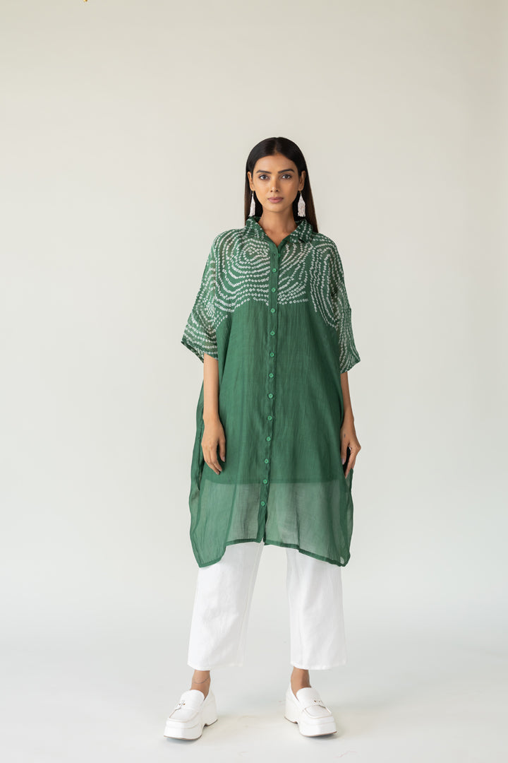 Emerald Swirl Bandhani Tunic and Pants Set