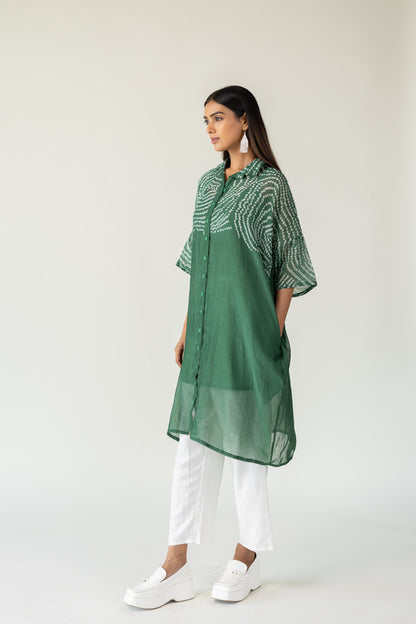 Emerald Swirl Bandhani Tunic and Pants Set