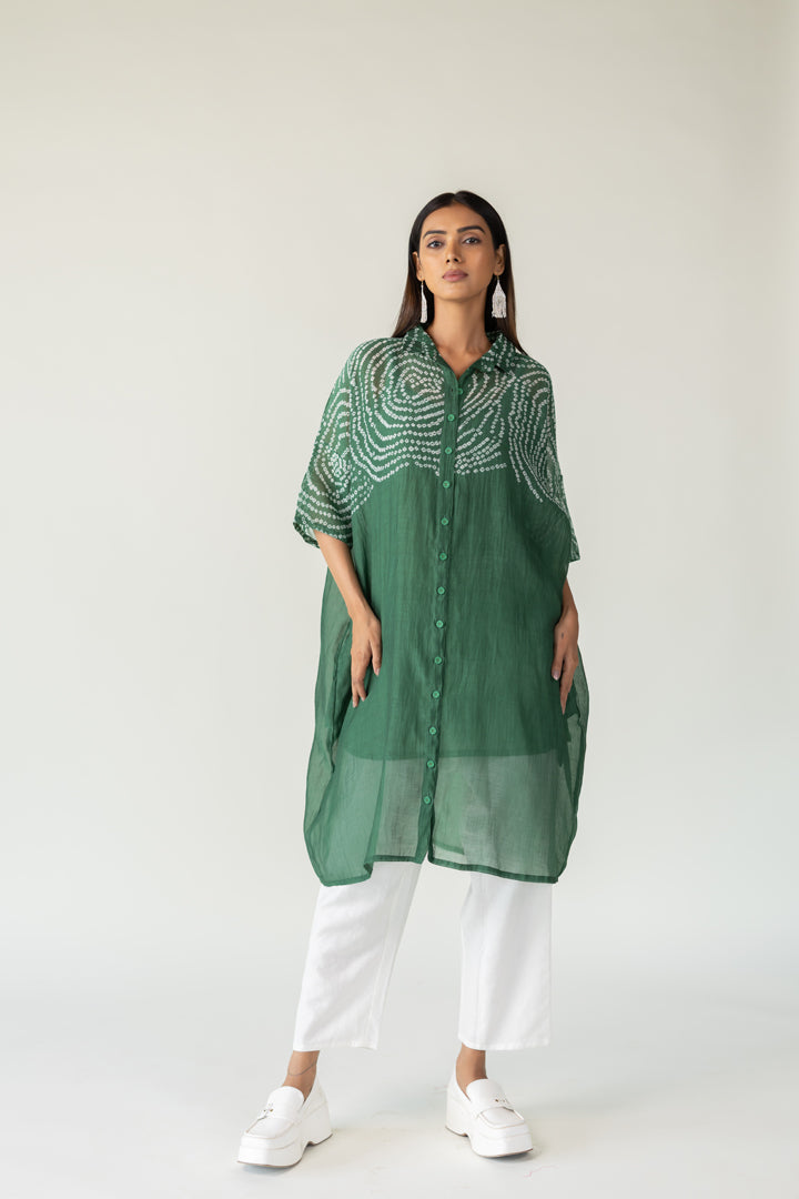 Emerald Swirl Bandhani Tunic and Pants Set