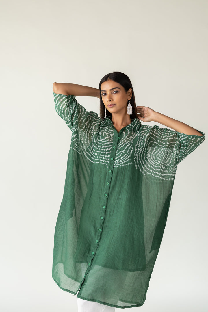 Emerald Swirl Bandhani Tunic and Pants Set