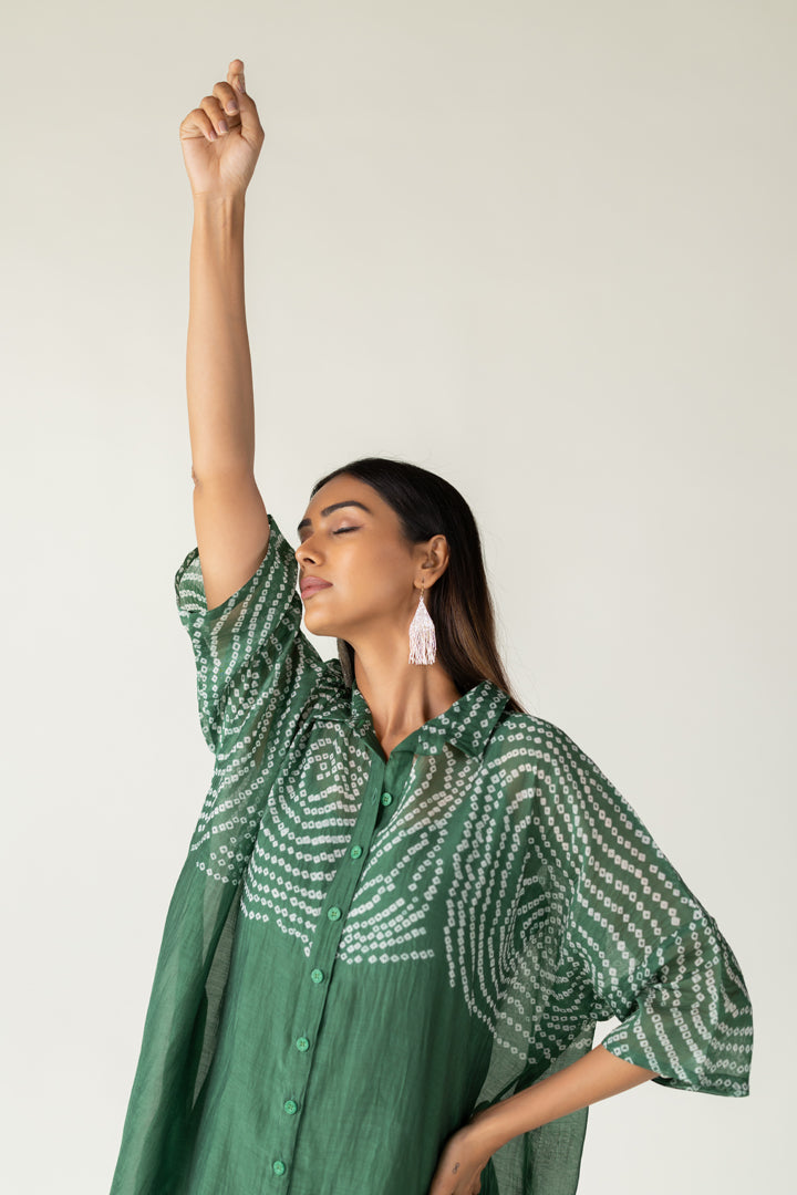 Emerald Swirl Bandhani Tunic and Pants Set