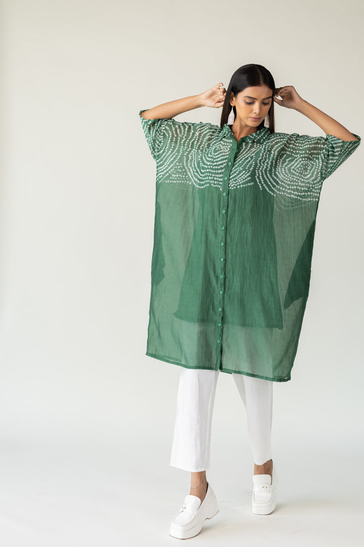 Emerald Swirl Bandhani Tunic and Pants Set