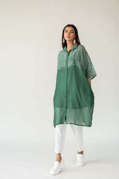 Emerald Swirl Bandhani Tunic and Pants Set