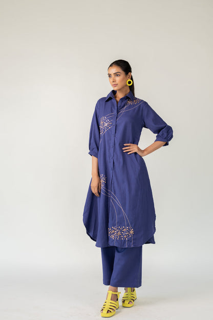 Indigo and Ecru Fluidity Tunic