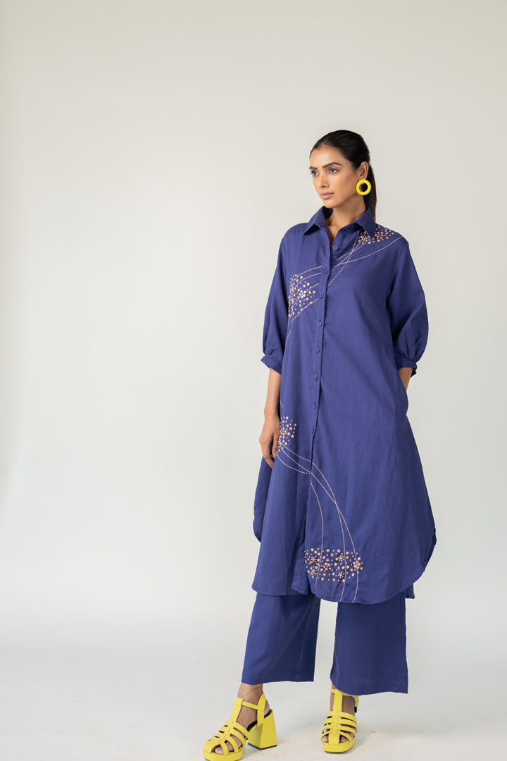 Indigo and Ecru Fluidity Tunic