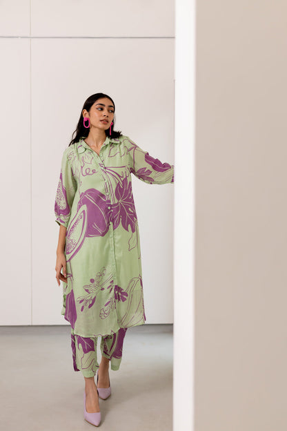 Mint Purple Papeeta Kurta Set