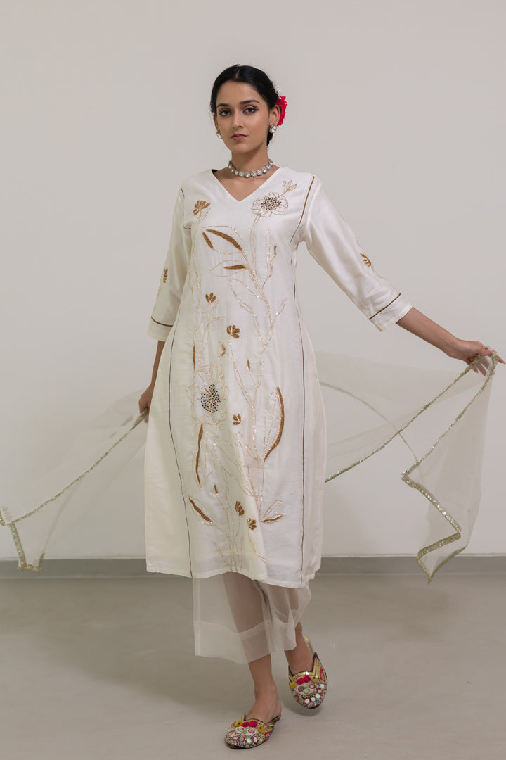 Shwetara Kurta and Sheer Pants Set
