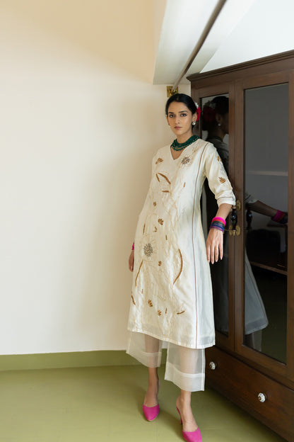 Shwetara Kurta and Sheer Pants Set