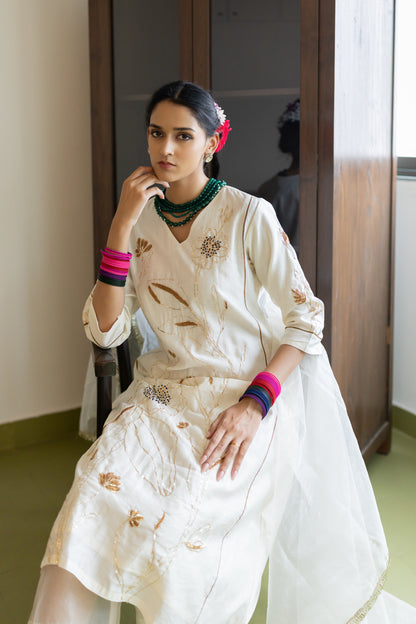 Shwetara Kurta and Sheer Pants Set