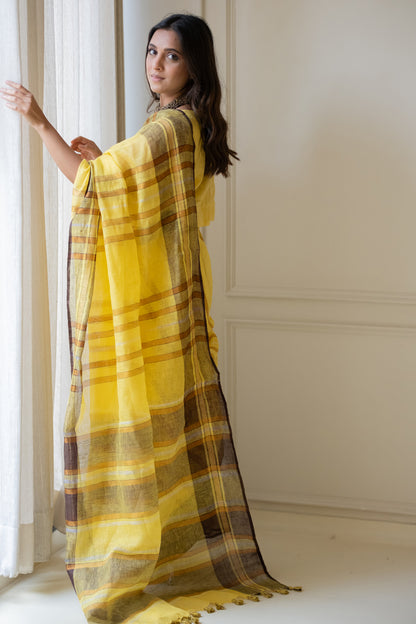 Marigold Linen Saree