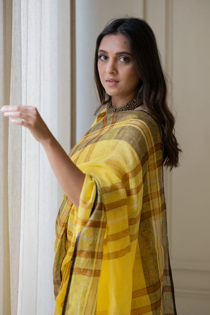 Marigold Linen Saree