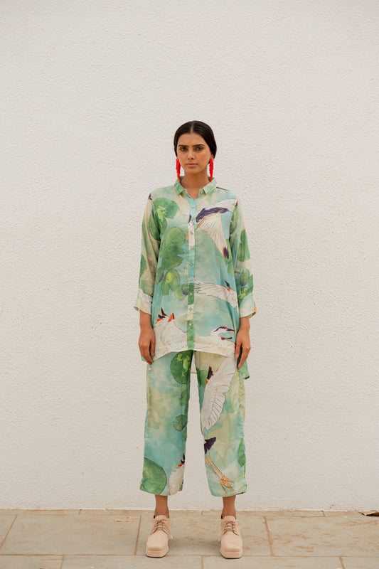 Oriental Cranes and Frogs Shirt Co-Ord
