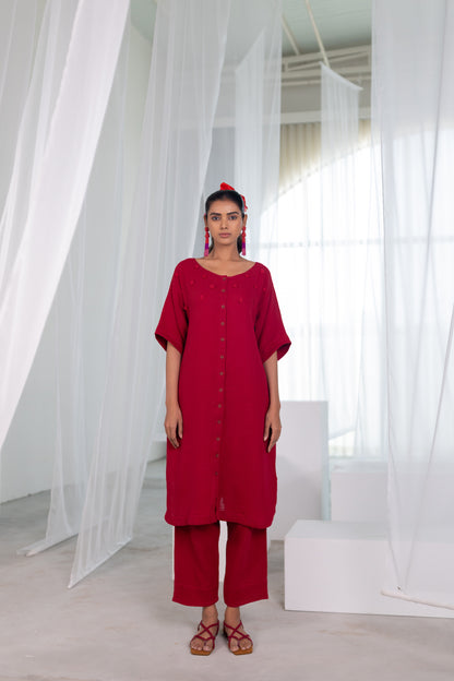 Deep Crimson Monofloral Co-Ord Set