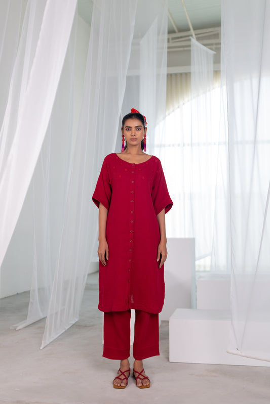 Deep Crimson Monofloral Co-Ord Set