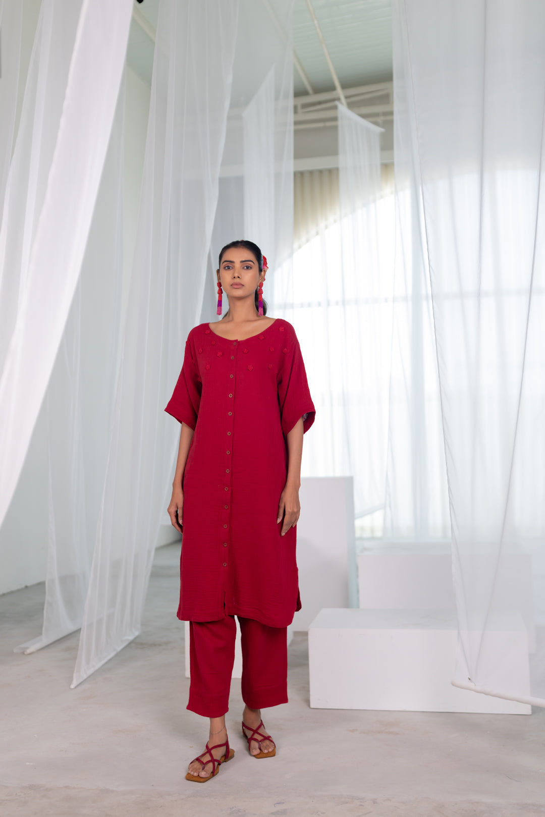 Deep Crimson Monofloral Co-Ord Set
