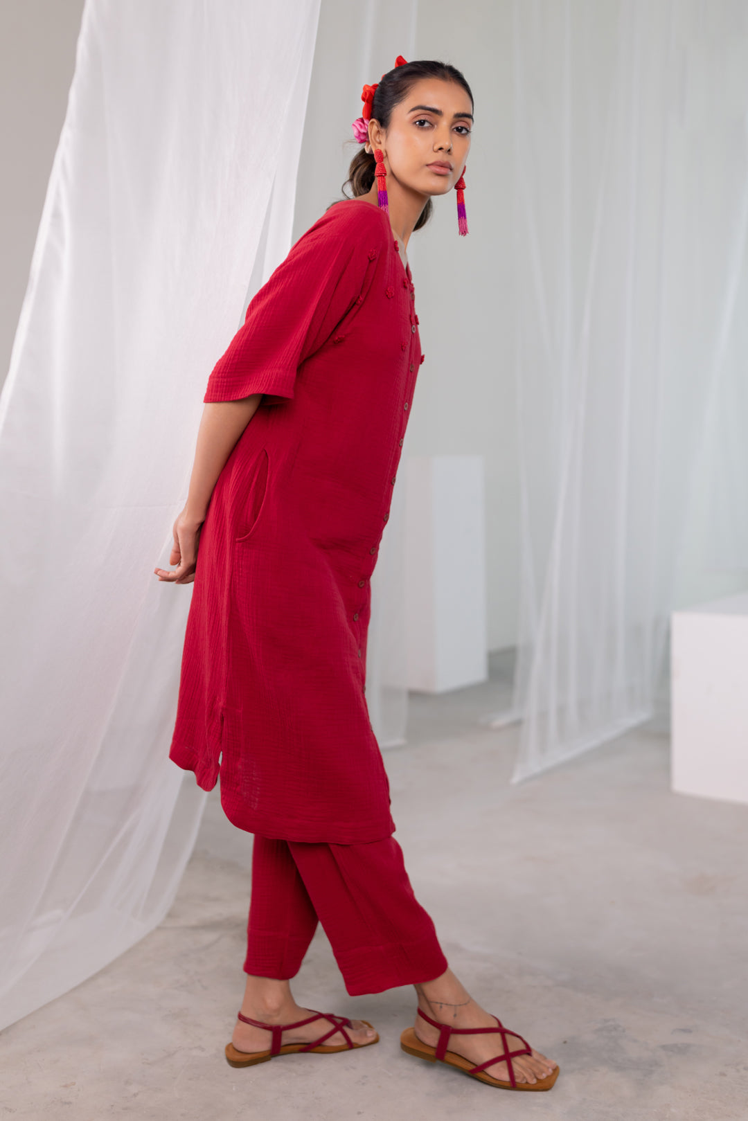 Deep Crimson Monofloral Co-Ord Set