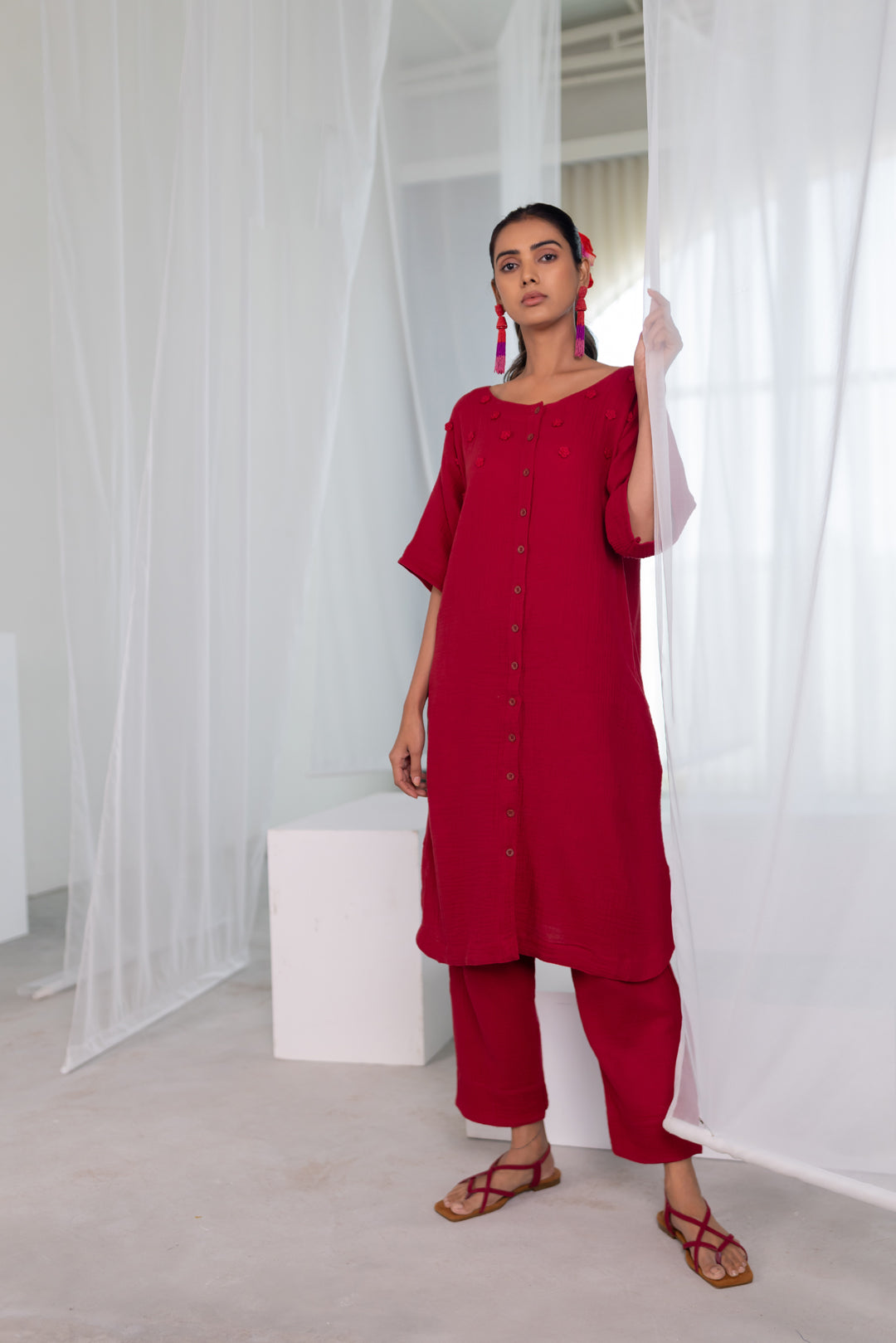 Deep Crimson Monofloral Co-Ord Set