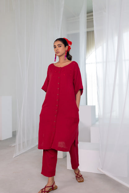 Deep Crimson Monofloral Co-Ord Set