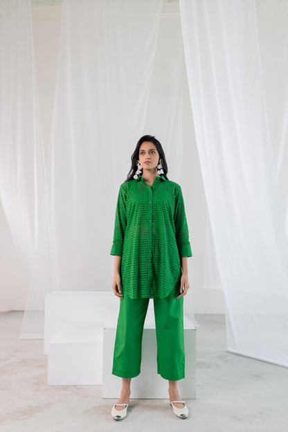 Emerald Lattice Shirt Co-Ord Set