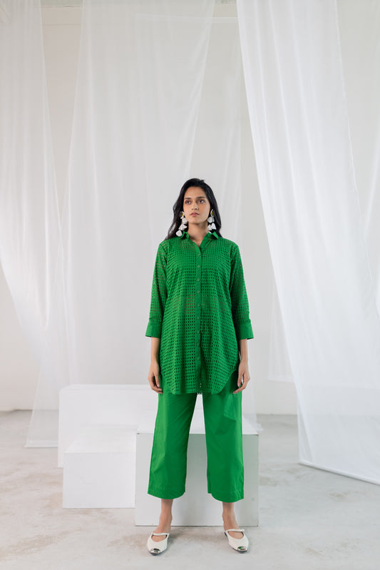 Emerald Lattice Shirt Co-Ord Set