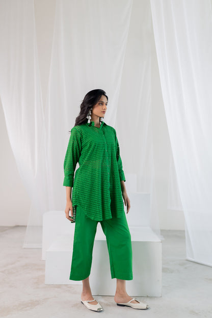 Emerald Lattice Shirt Co-Ord Set
