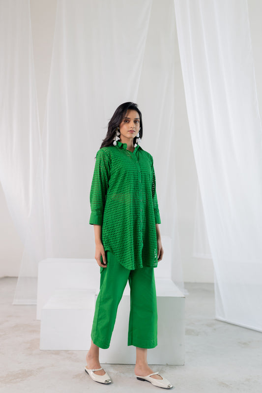 Emerald Lattice Shirt Co-Ord Set