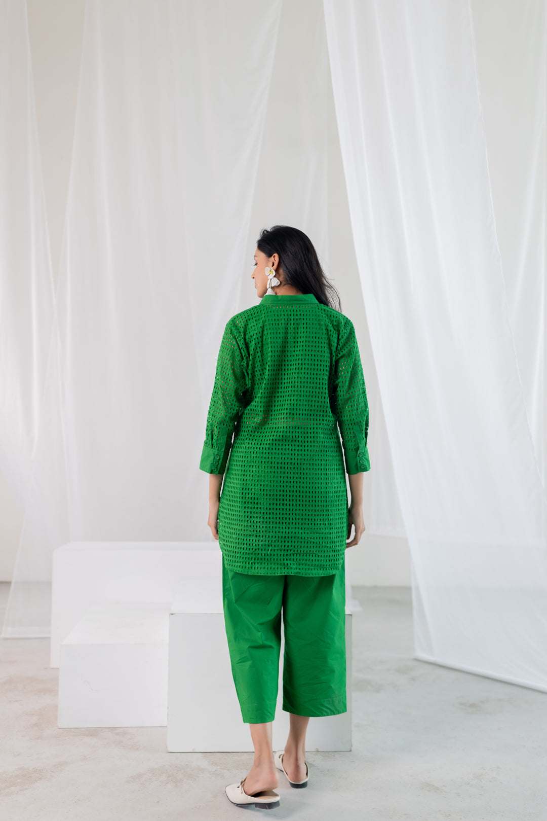 Emerald Lattice Shirt Co-Ord Set