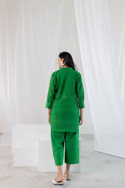Emerald Lattice Shirt Co-Ord Set