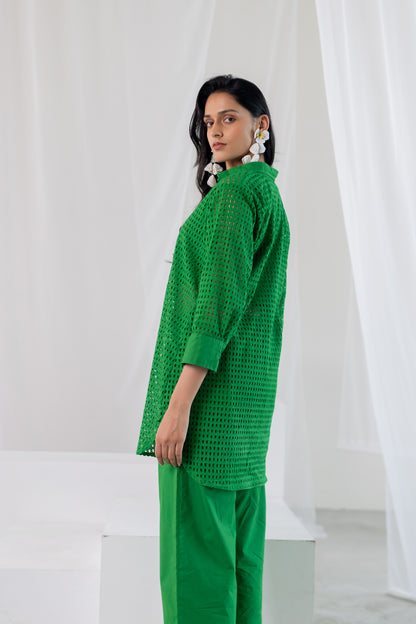 Emerald Lattice Shirt Co-Ord Set
