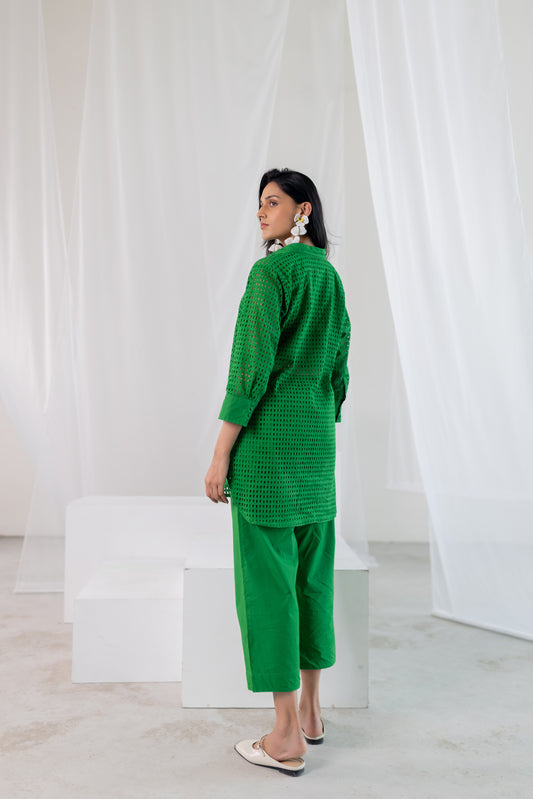 Emerald Lattice Shirt Co-Ord Set