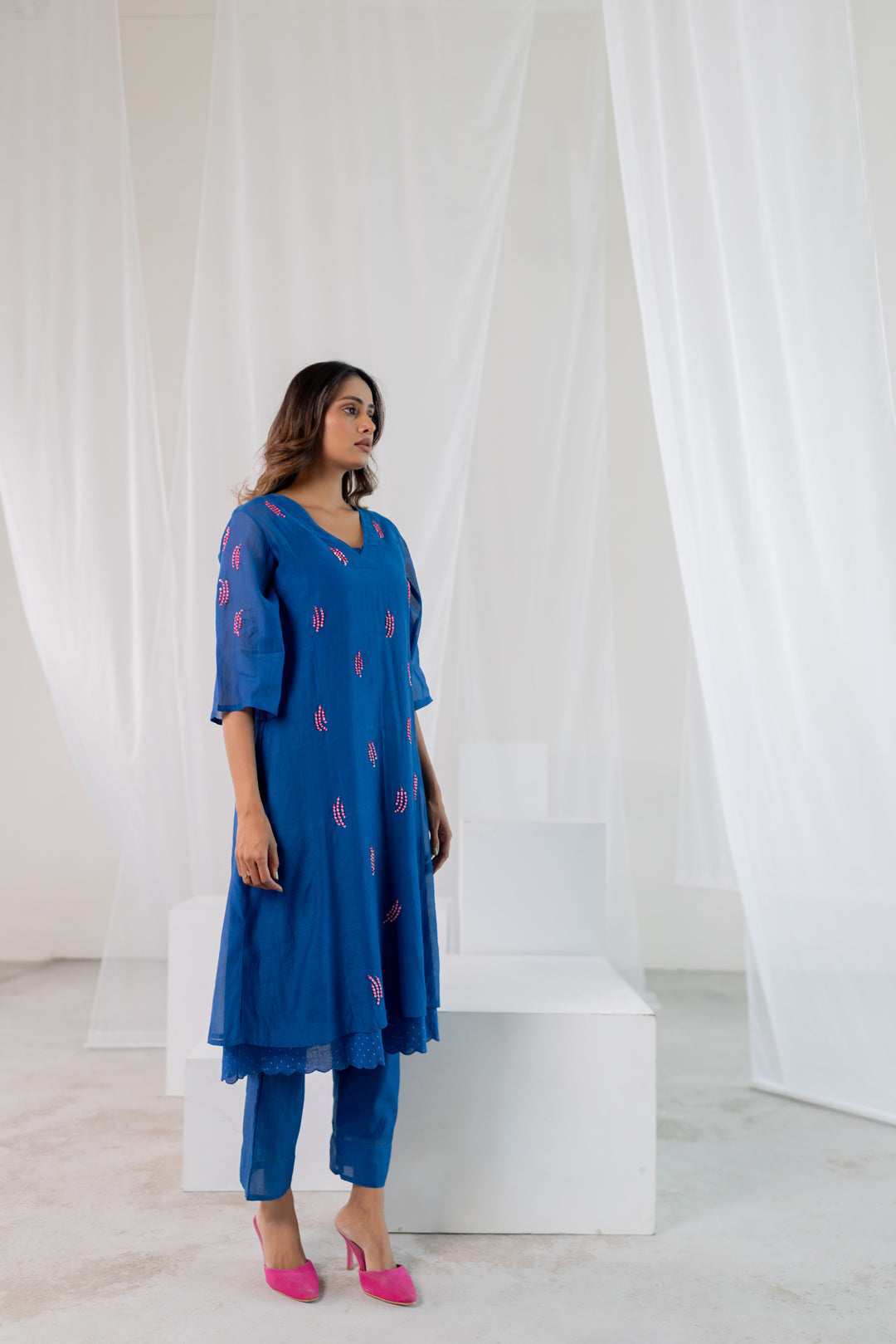 Cobalt Pink Seashore Kurta