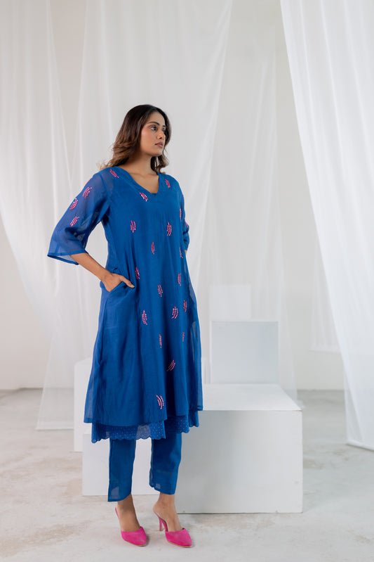 Cobalt Pink Seashore Kurta Set -Set of 2