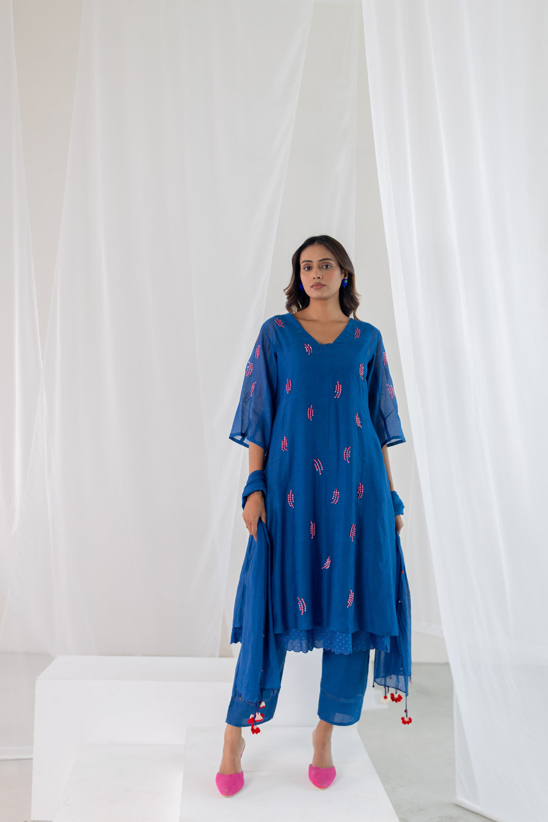 Cobalt Pink Seashore Kurta Set -Set of 2