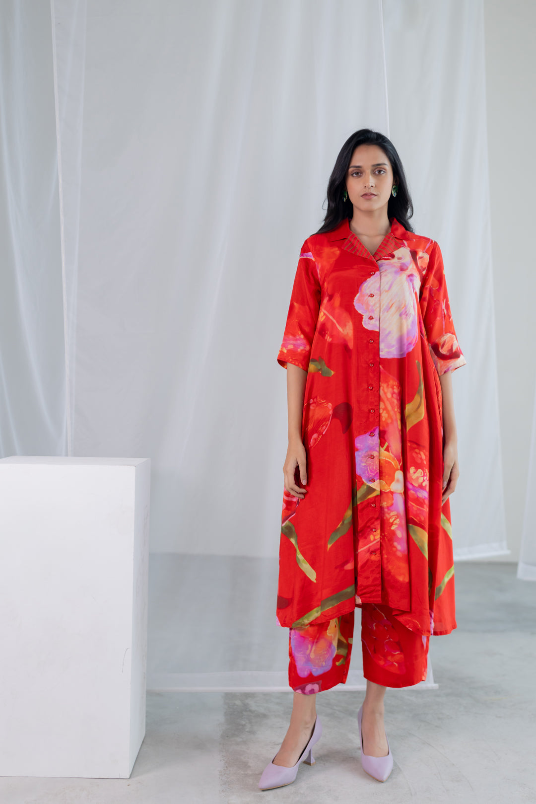 Vermilion Afterlight Orchids Tunic Co-Ord