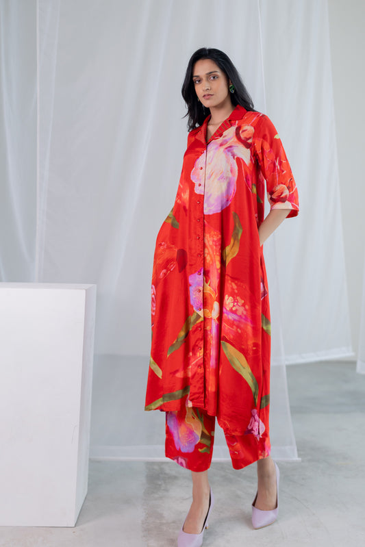 Vermilion Afterlight Orchids Tunic Co-Ord