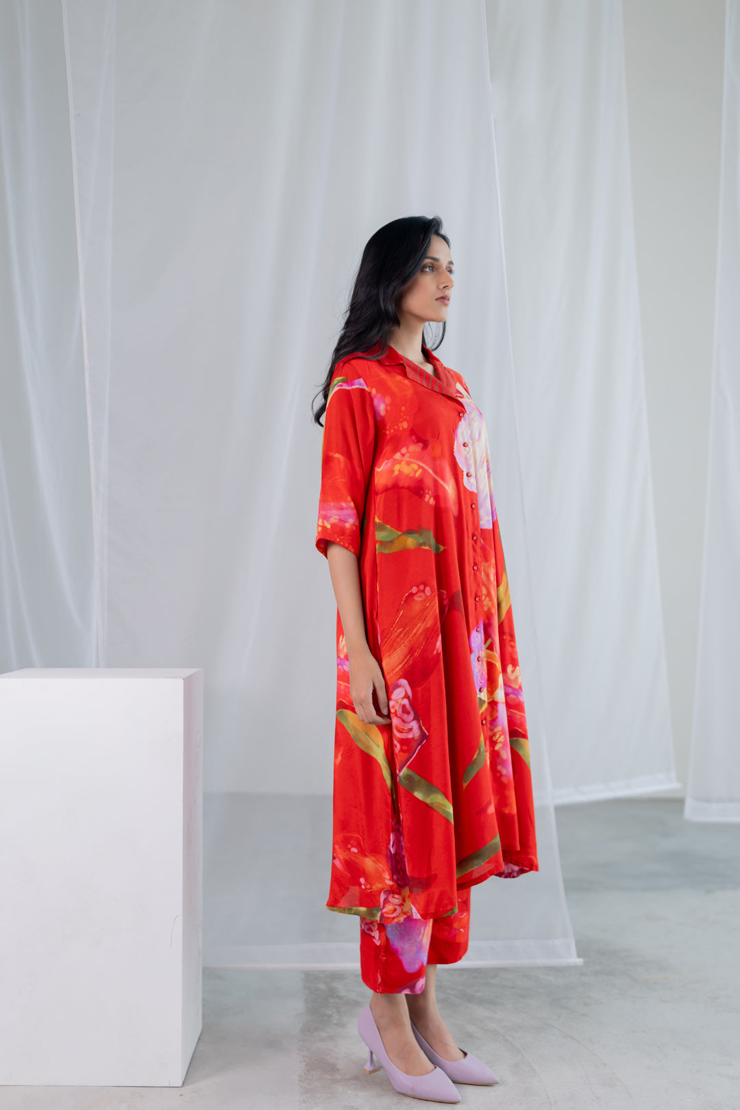 Vermilion Afterlight Orchids Tunic Co-Ord