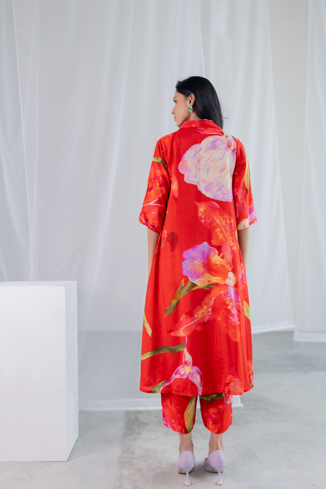 Vermilion Afterlight Orchids Tunic Co-Ord