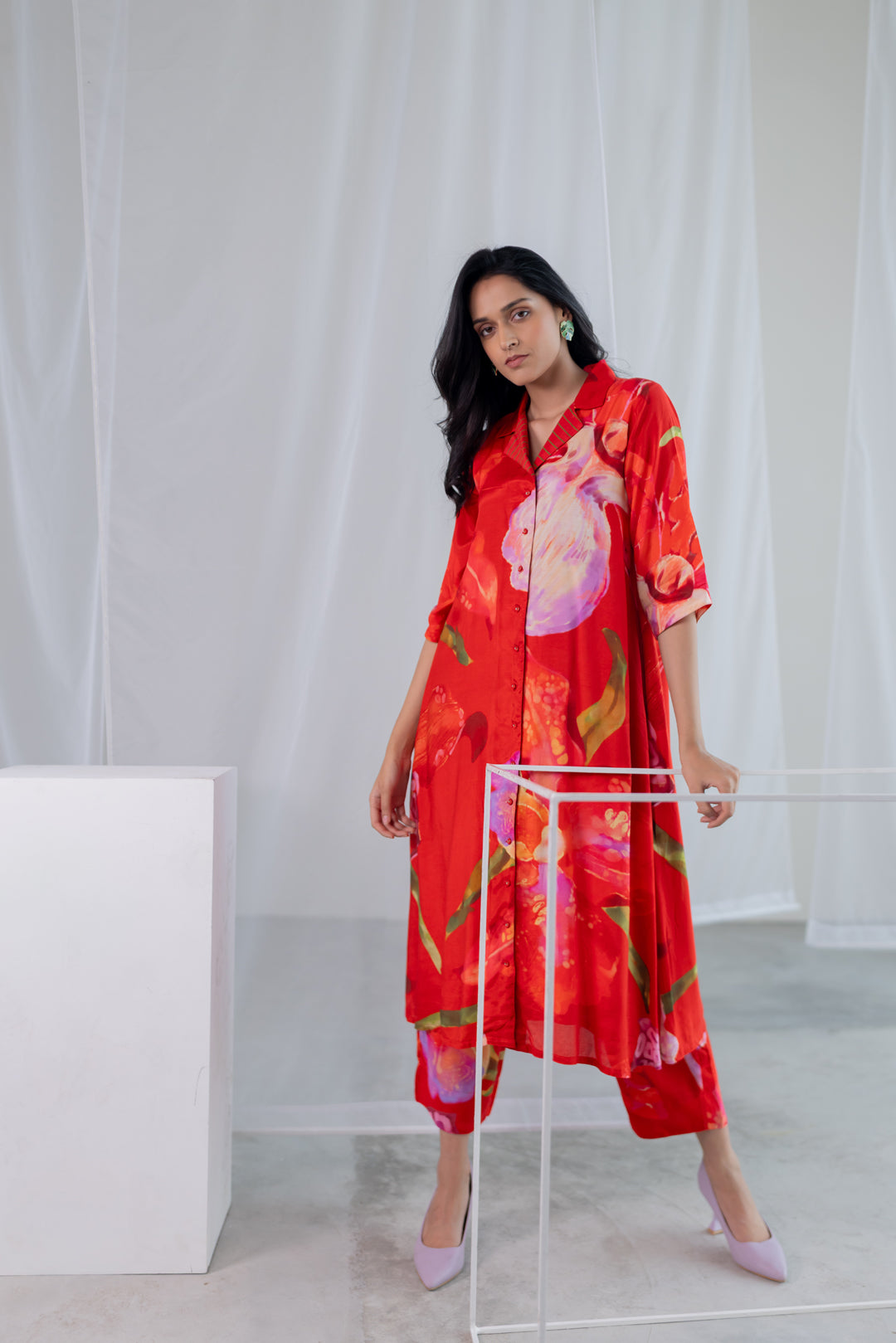 Vermilion Afterlight Orchids Tunic Co-Ord
