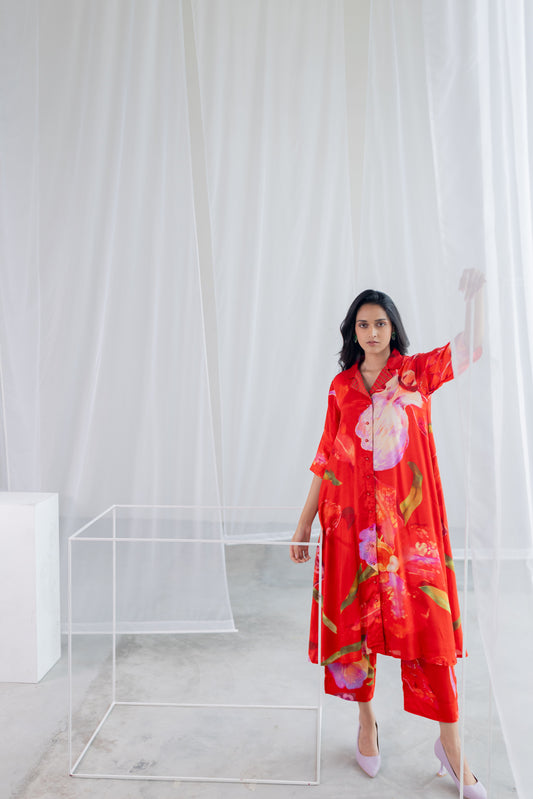 Vermilion Afterlight Orchids Tunic Co-Ord