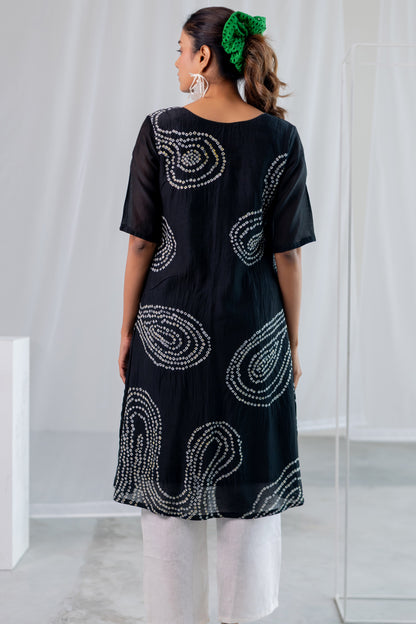 Black Sand Bandhani Kurta