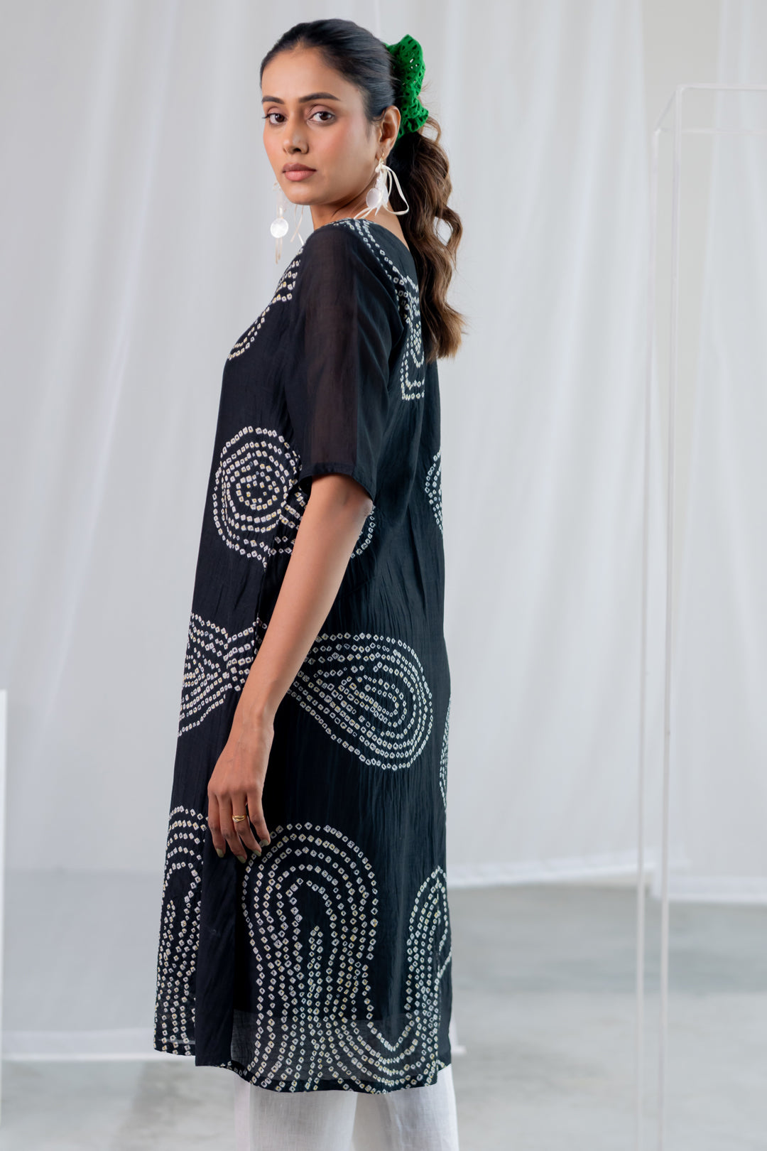 Black Sand Bandhani Kurta