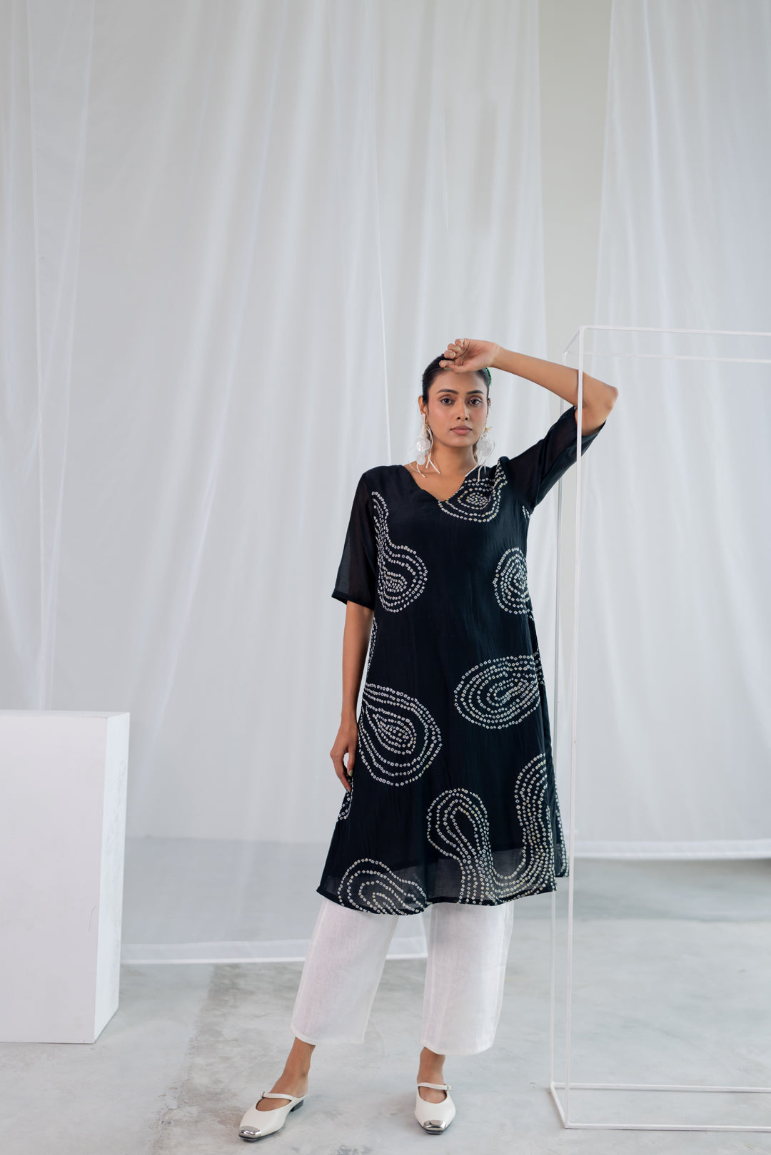 Black Sand Bandhani Kurta Set