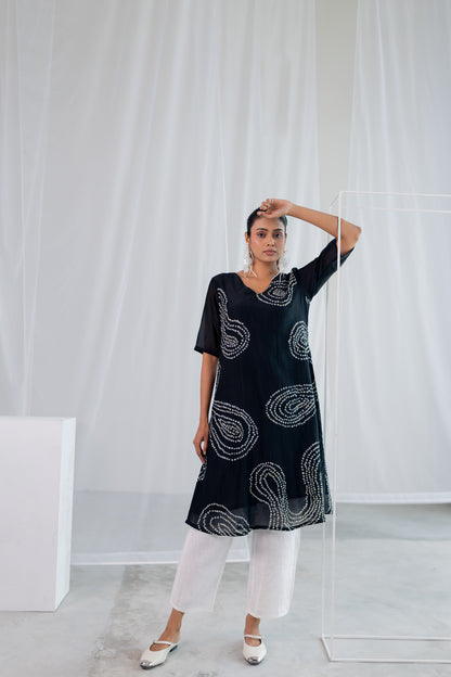 Black Sand Bandhani Kurta Set