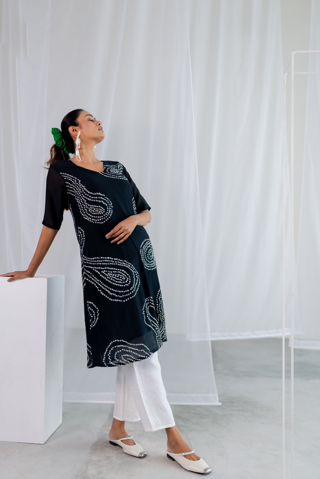 Black Sand Bandhani Kurta