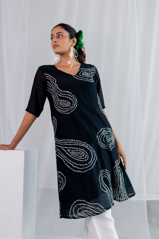 Black Sand Bandhani Kurta