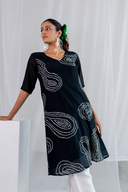 Black Sand Bandhani Kurta Set
