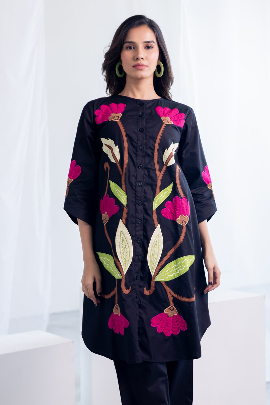 Flowers on Embers Applique Tunic Set