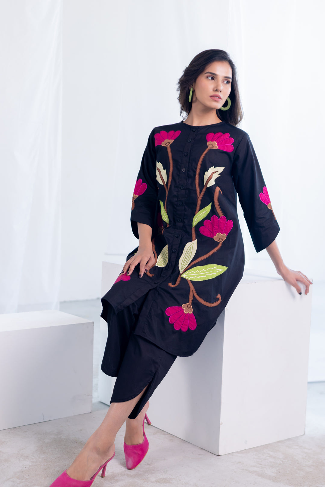 Flowers on Embers Applique Tunic Set