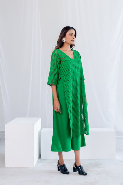 Emerald Eyelet Kurta Co- Ord