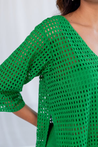 Emerald Eyelet Kurta Co- Ord